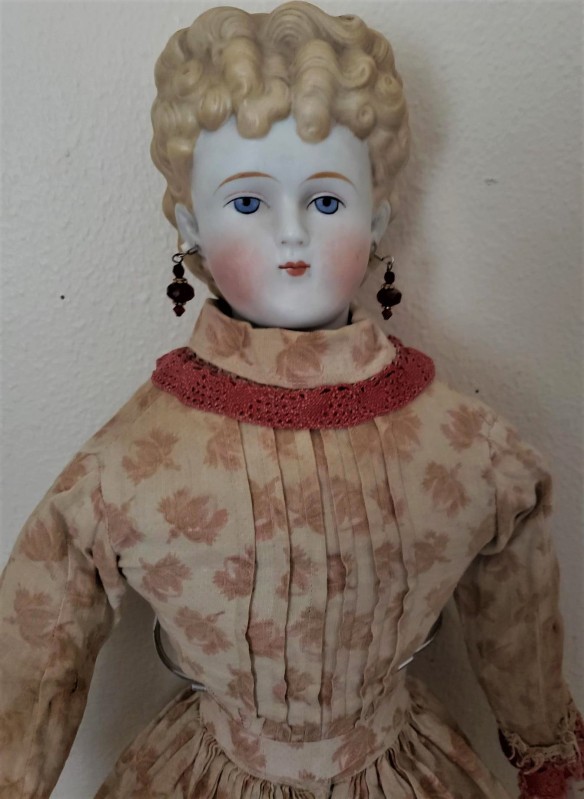Antique Painted Bisque Doll House Doll Original Clothes - Ruby Lane